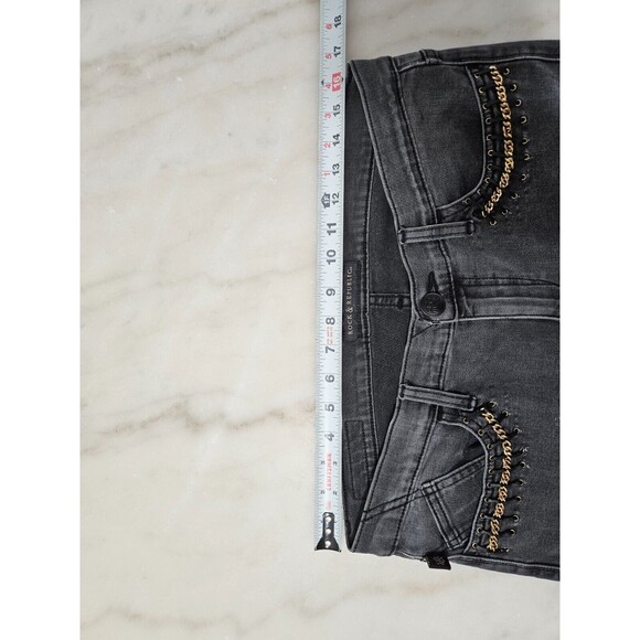 Rock & Republic Skinny Berlin Jeans Meter Black Chain Cotton Blend Size 12 - Picture 10 of 11